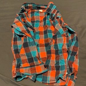 Blue and orange plaid shirt